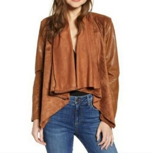 BLANK NYC  Faux Suede and  Leather Moto Jacket Size Medium Chestnut Brown